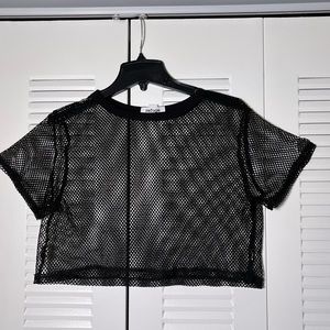 Refuge brand. Cropped black mesh top. Size M / Medium.